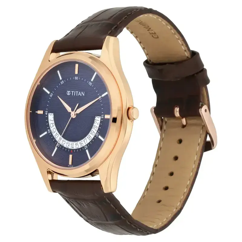 Titan Lagan Leather Strap Men's Watch-1713WL01